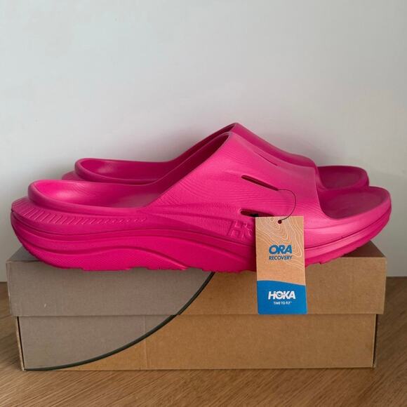 Hoka One One Ora Recovery 3 Pink Yarrow Slides- Men 14- Women 16